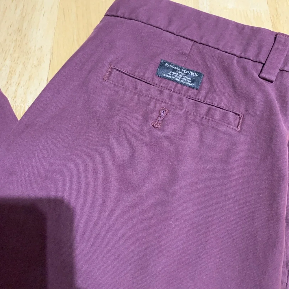 Banana Republic Fulton Skinny Chino Pants Mens 34X34  Zip Red/Burgundy